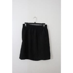 J Crew Women’s 4 Skirt Short Elastic Waist Pull On Black Wool Blend Pockets